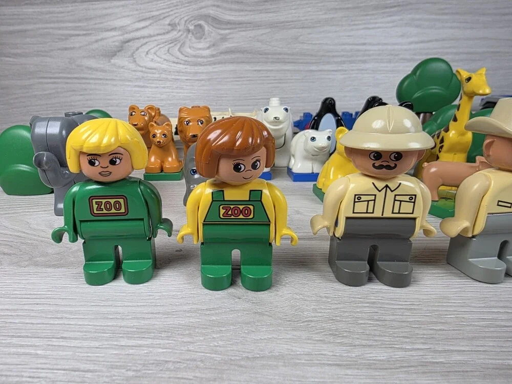 Vtg Lego Duplo Lot Of Animal Zoo Farm Replacement 45 Pcs People Lions Hippo SU6